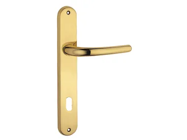 ITALIAN DESIGN - GINESTRA-PLACCA - Brass door handle on back plate with lock _ Fama International